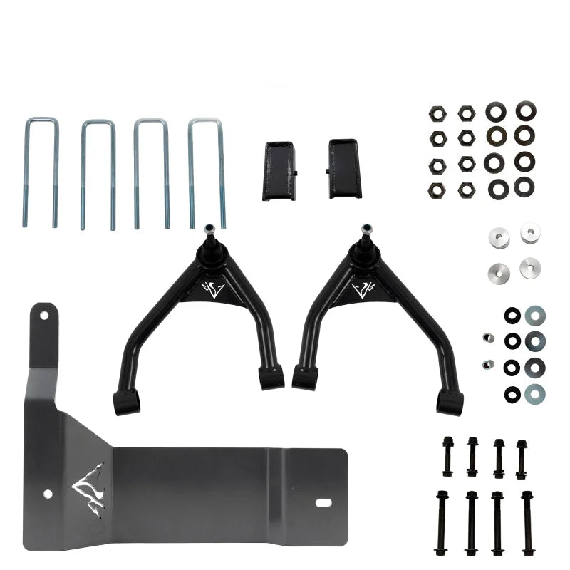 Belltech 14-16 Silverado / Sierra 1500 4WD Ext & Crew Cab 4in Trail Perf Lift Kit - Side View