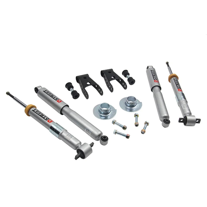 Belltech 15-17 Ford F-150 +1in to -3in Front 2in Rear Lowering Kit - Side View