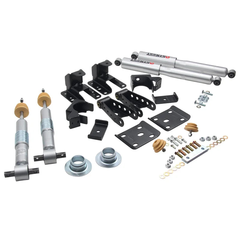 Belltech LOWERING KIT 14-17 Chevy Silverado/Sierra 1in to -2in Front/4in Rear w/ Street Perf Shocks - Side View