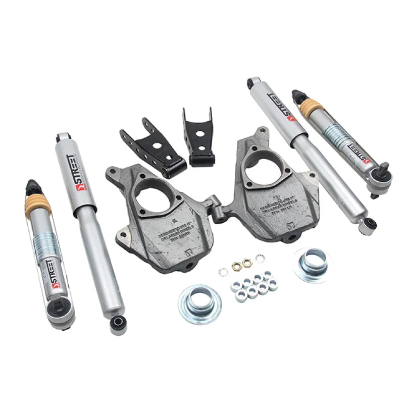 Belltech LOWERING KIT 16.5-18 Chevy Silverado/Sierra All Cab 2in F / 2or3in R w/ Street Perf Shocks - Side View