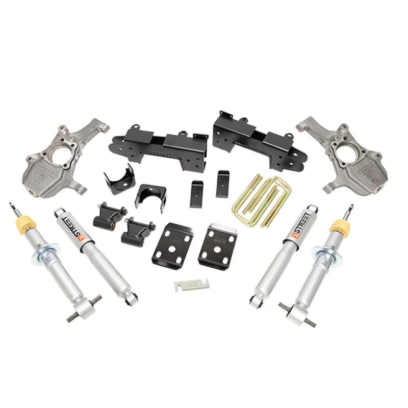 Belltech LOWERING Kit 2019 Chevy Silverado 1500/GMC Sierra 1500 4x4 4in Front/6in Rear - Back View