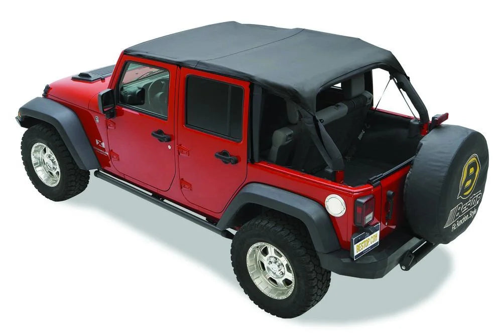 Bestop Header Bikini (Black Diamond) 52584-35 fits 2010-2017 Jeep Wrangler JK 4-Door - Side View