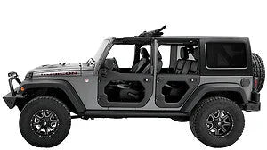 Bestop Upper Fabric Doors (Rear Upper Doors, Black Twill) 51733-17 fits 2007-2017 Jeep Wrangler JK 4-Door - Side View