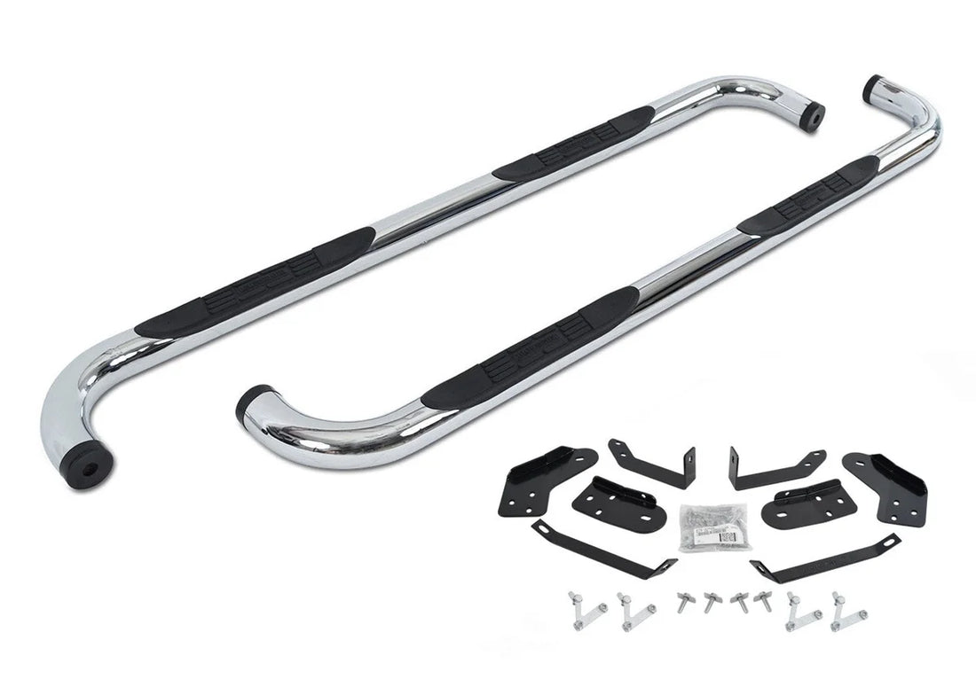 Big Country 3" Round Classic Side Bars - Complete Kit with Brackets - Chrome 370203 - Back View