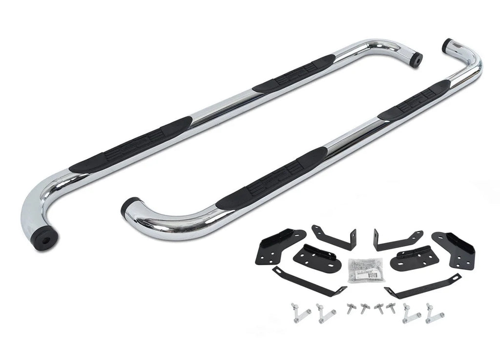 Big Country 3" Round Classic Side Bars - Complete Kit with Brackets - Chrome 370203 - Back View