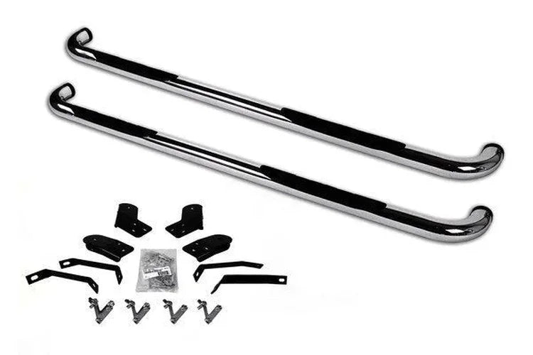 Big Country 3" Round Classic Side Bars - Complete Kit with Brackets - Chrome 370453 - Side View