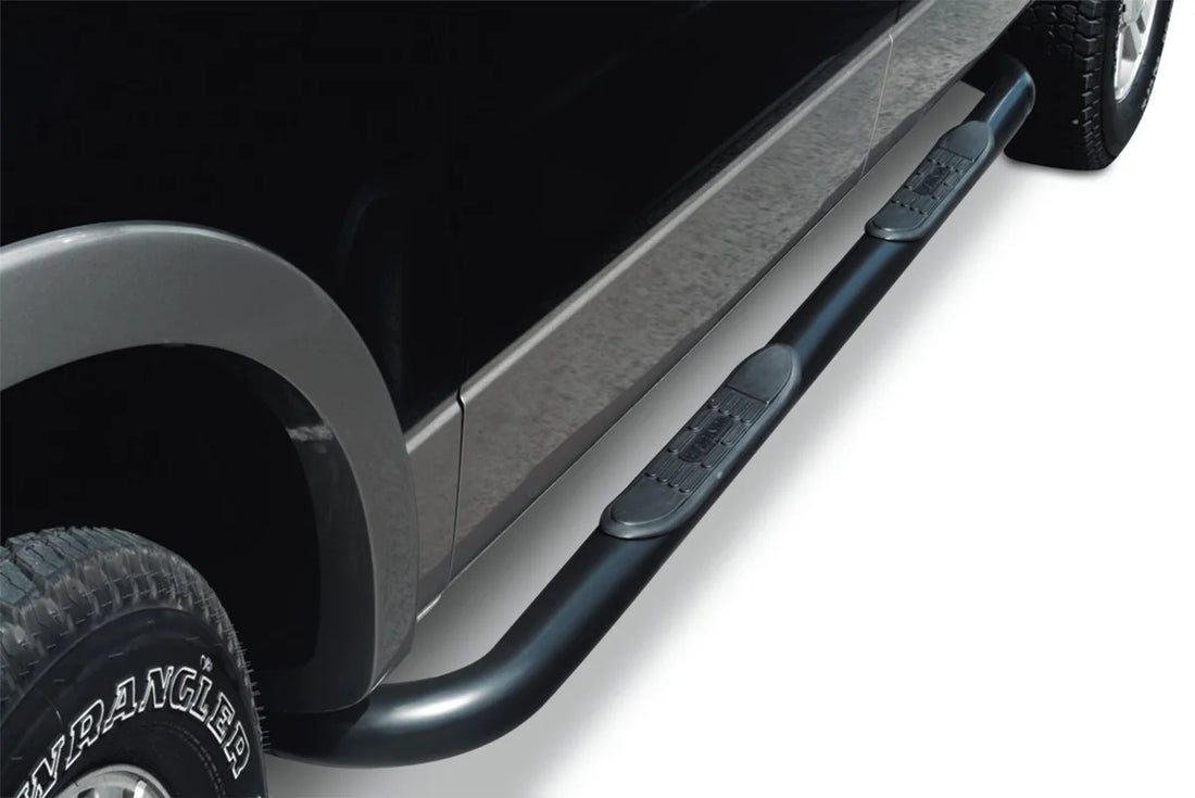 Big Country 3" Round Classic Side Steps - Complete Kit with Brackets - Black, Semi-Gloss 372011 - Side View