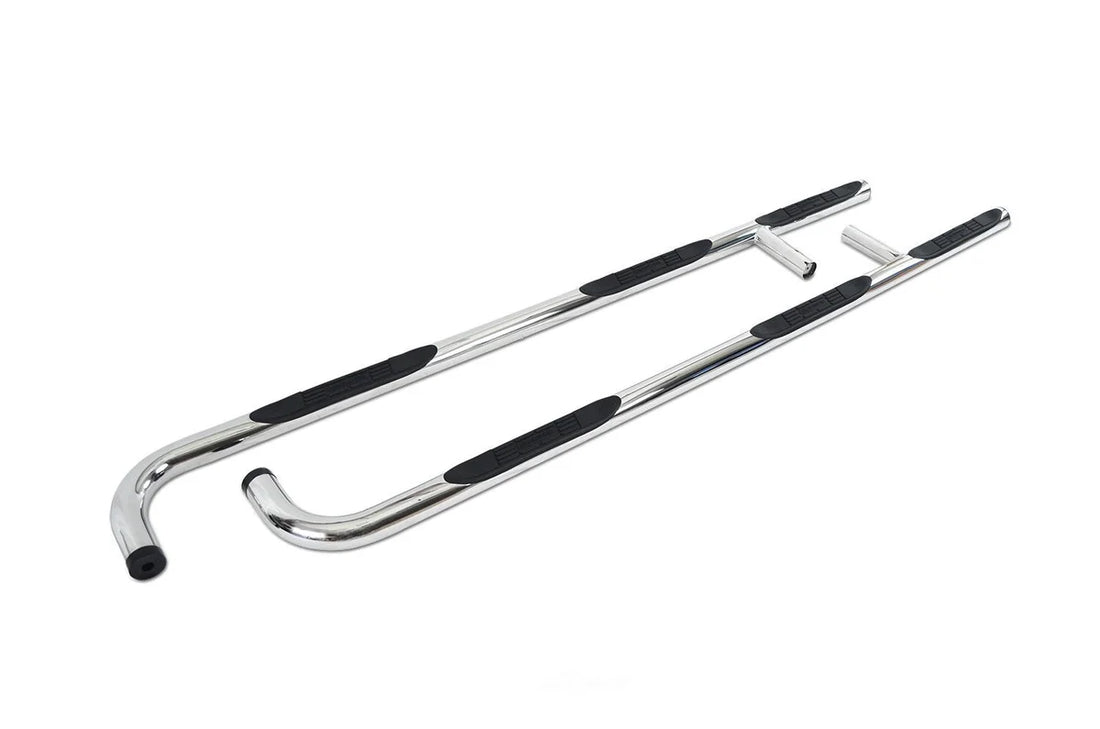 Big Country 3" Round Wheel-to-Wheel Side Steps (Kickout Ver. for Dual Rear Wheels) - StSteel 375014 - Side View