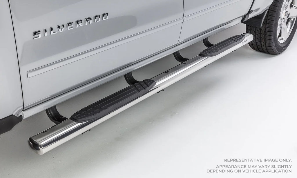 Big Country 4" Fusion Side Steps - Complete Kit with Brackets - Stainless Steel Finish 104224806 - Back View