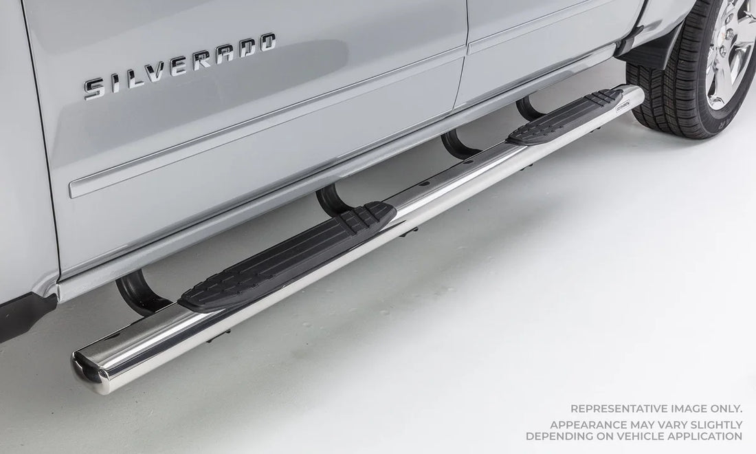 Big Country 4" Fusion Side Steps - Complete Kit with Brackets - Stainless Steel Finish 104289806 - Back View