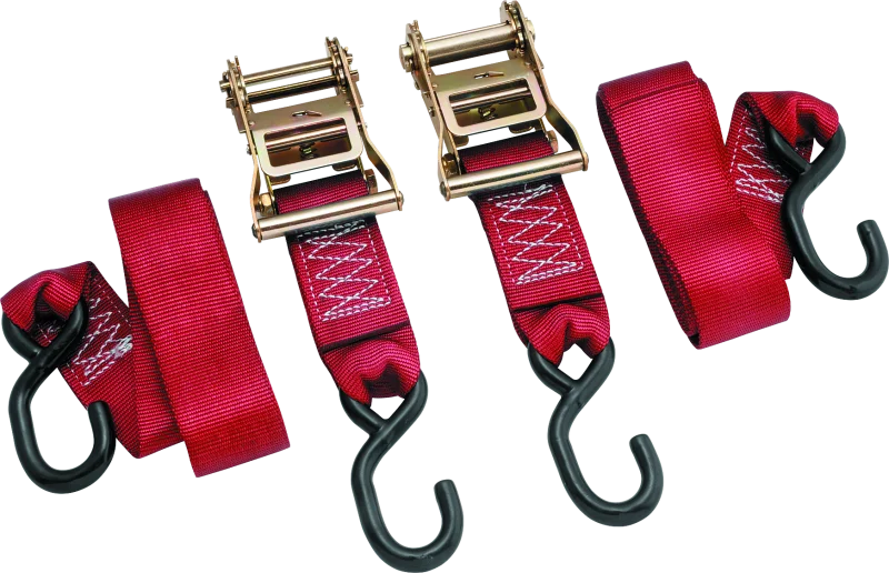 BikeMaster 2x84in Ratchet Tiedown Pair - Red