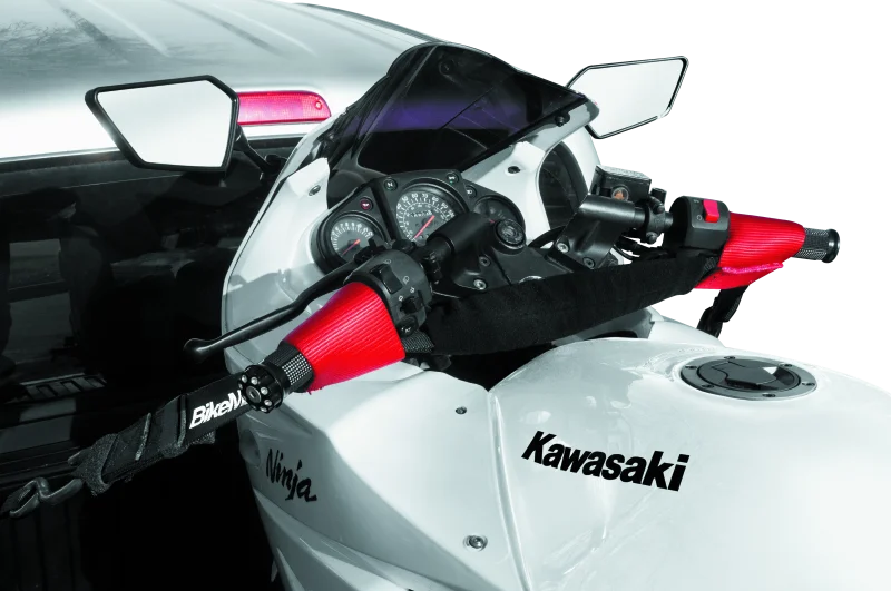 BikeMaster Bar Harness Tiedown Assist - Black/Red - Side View