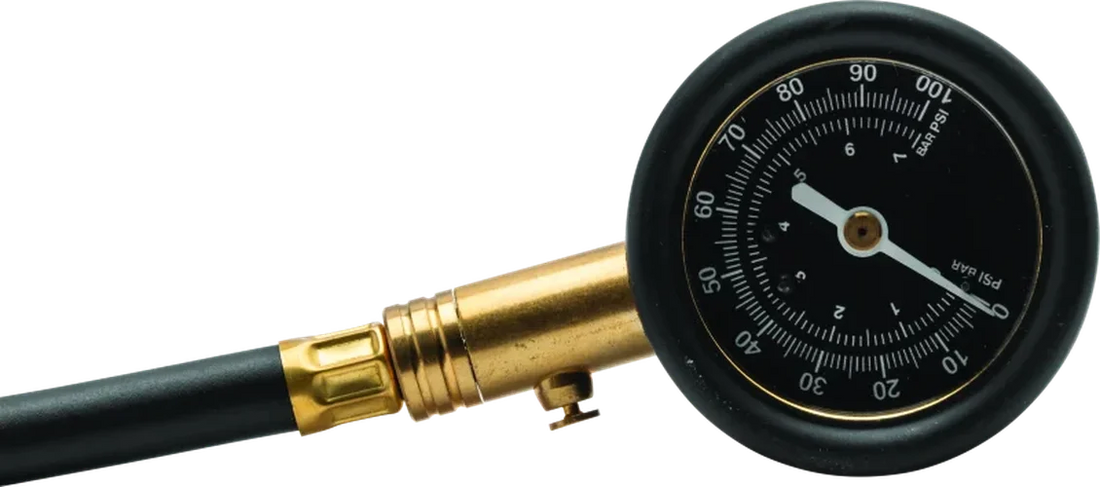 BikeMaster Dual Tire Gauge 100 PSI - Side View