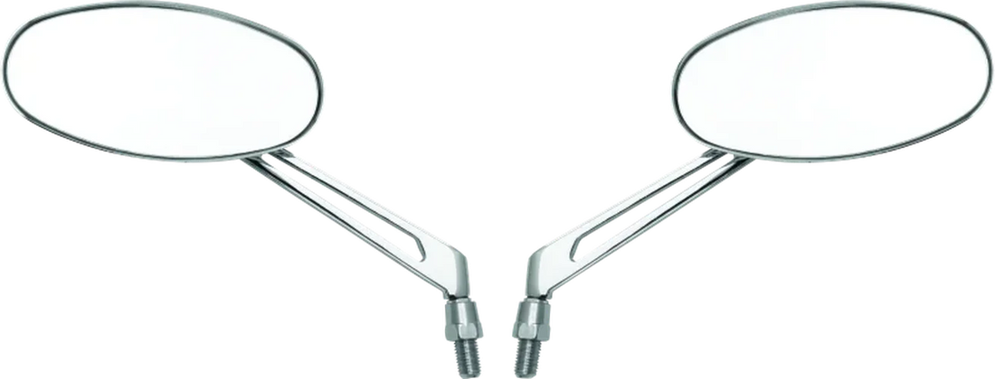 BikeMaster Oval Mirror Machined Arm w/10mm/Yam 10mm/HD Adapters - Pair - Chrome - Side View