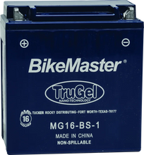 Load image into Gallery viewer, BikeMaster TruGel Battery MG16-BS-1