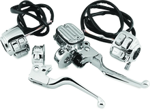 Load image into Gallery viewer, Bikers Choice 96-05 Big Twin 9/16in Bore Chrome Handlebar Control Kit With Chrome Switches