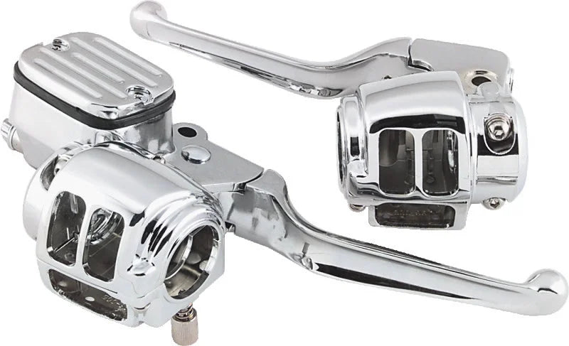 Bikers Choice 96-06 Big Twin 96-03XL With 11/16 Bore Master Cylinder Chrome Handlebar Control Kit