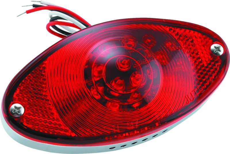 Bikers Choice Chrome LED Cateye Taillight Red Lens DOT Universal