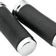 Load image into Gallery viewer, Bikers Choice Chrome &amp; Leather 1 Inch Grips Universal Pr