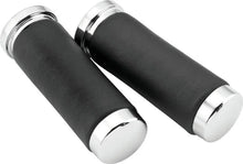 Load image into Gallery viewer, Bikers Choice Chrome &amp; Leather 1 Inch Grips Universal Pr