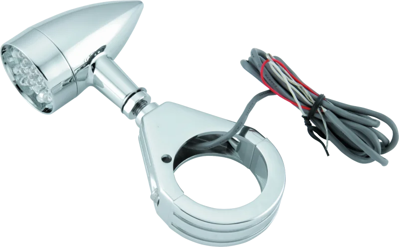 Bikers Choice Chrome Mini LED Turn Signals W/ 41 MM Clamp Universal Custom Pr - Main Product View