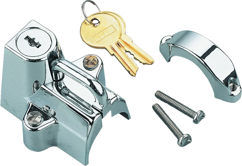 Bikers Choice Chrome Motorcycle Helmet Lock Fits 7/8 - 1 1/4 Tubing - Side View