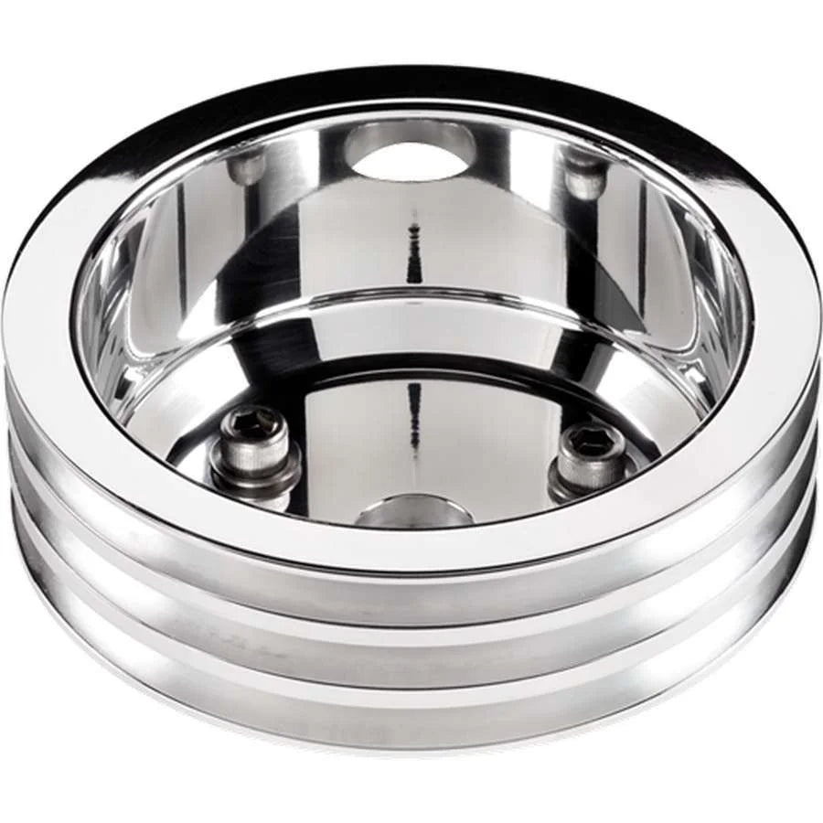 Billet Specialties 3 GRV Crank Pulley LWP Polished fits SBC