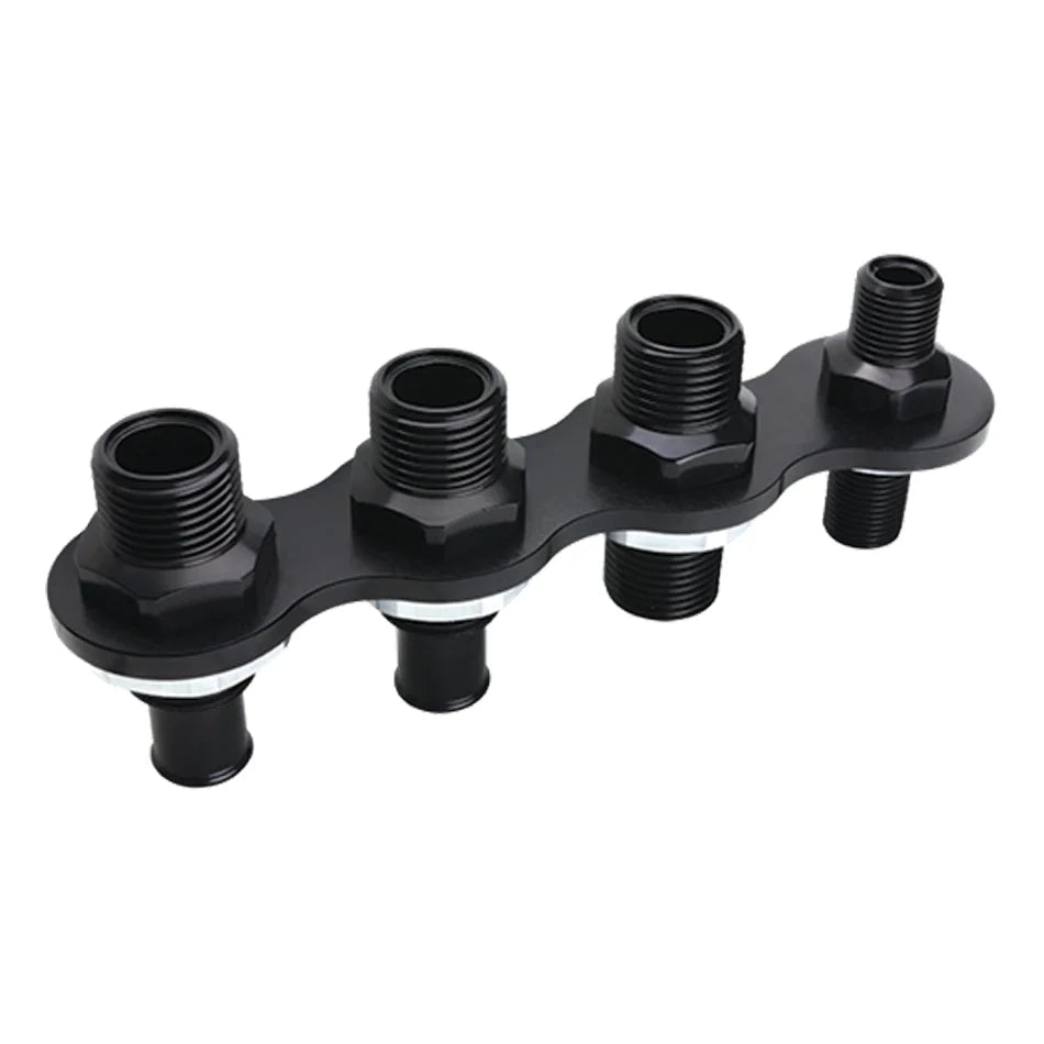 Billet Specialties A/C & Heat Bulkhead Inli ne Push On 4-Port Black