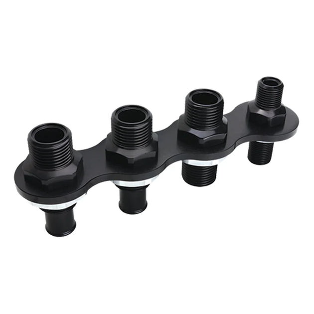 Billet Specialties A/C & Heat Bulkhead Inli ne Push On 4-Port Black