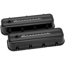 Load image into Gallery viewer, Billet Specialties BBC Tall Valve Cover Chevrolet Script Black