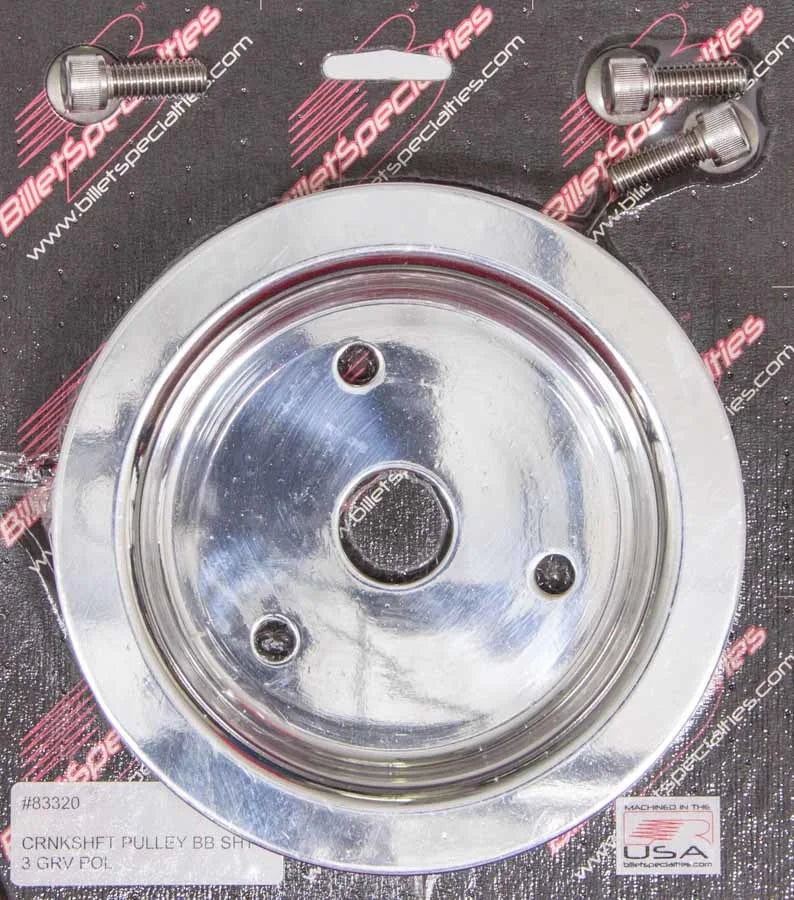 Billet Specialties Polished 3 Groove Lower Pulley fits BBC