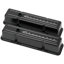 Load image into Gallery viewer, Billet Specialties Tall Valve Covers Chevrolet Script Black fits SBC