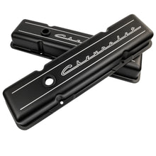 Load image into Gallery viewer, Billet Specialties Valve Cover SBC Short Chevrolet Logo Black