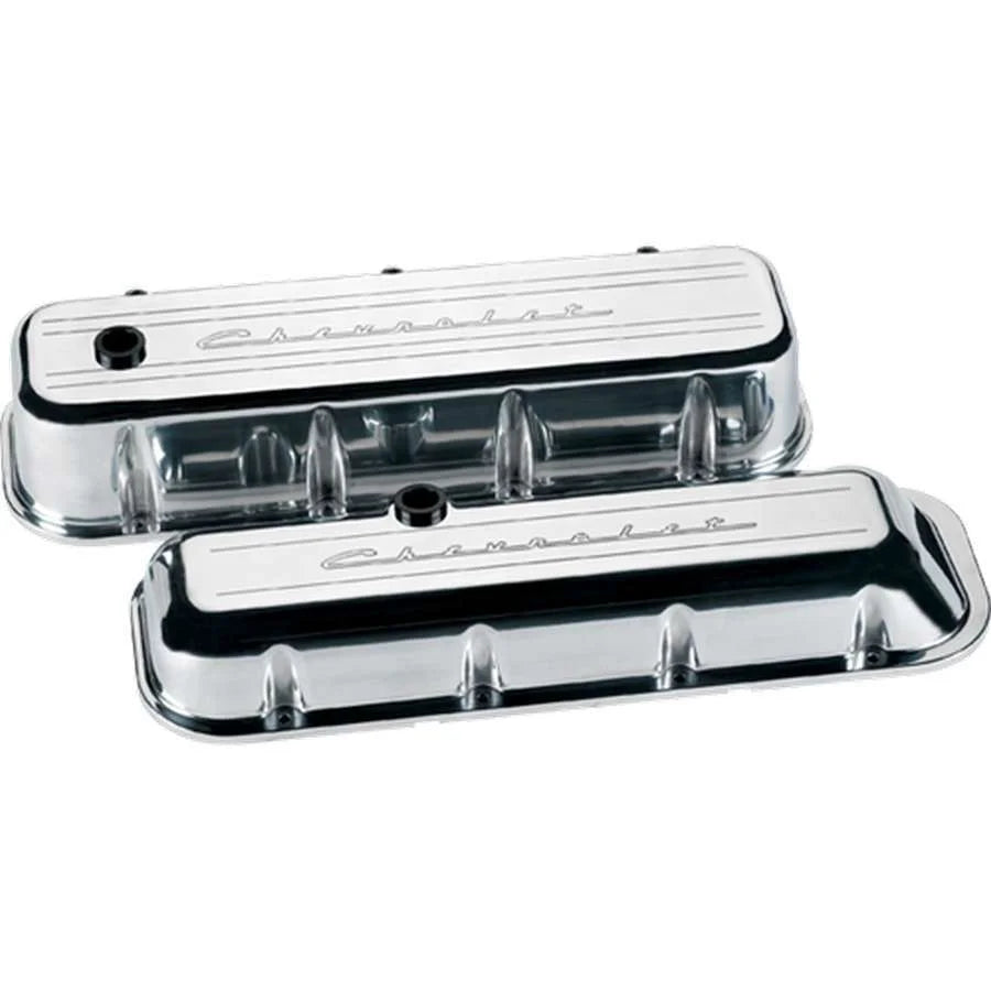 Billet Specialties Valve Covers Chevy Logo Short fits BBC