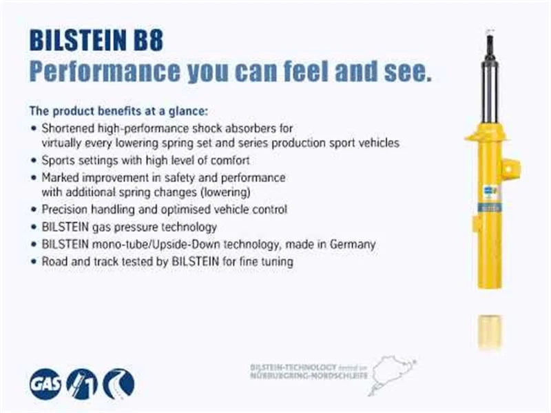 Bilstein B8 2015-2017 Subaru WRX - STI Front Left Monotube Strut Assembly - Side View