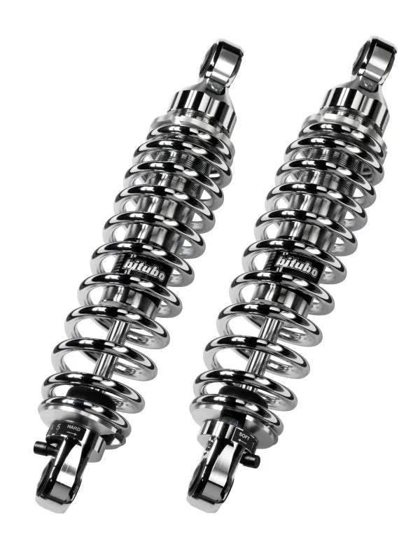 Bitubo WME0 Twinshocks Adjustable: Spring Preload, Rebound, Length 326mm, Chrome Edition