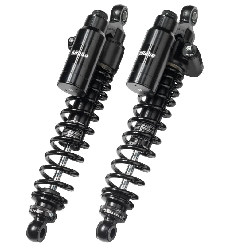 Bitubo WMT2 Twinshocks Adj.: Spring Preload, Reb., Comp., Length 371mm, Piggyback Tank Dark Edition