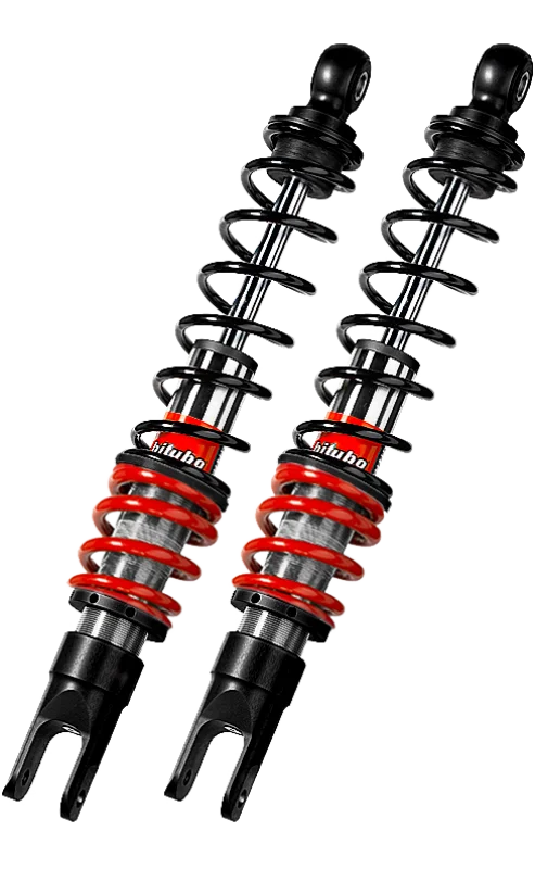 Bitubo YGB0 Twinshocks Rear Adjustable: Spring Preload, Red And Black Springs