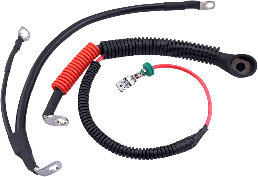Black Battery Cable Set - '09-'13 FLH/T DragSpecialties E25-0091B-D7 - Side View