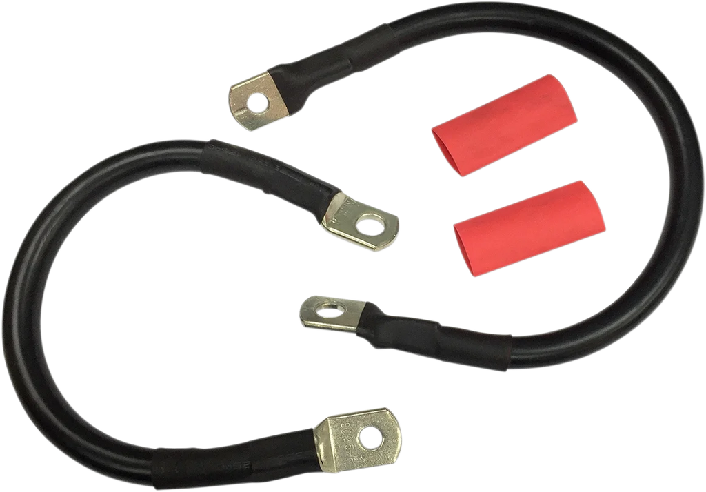 Black Battery Cable Set - '94-'09 Dyna DragSpecialties E25-0091B-T2 - Side View