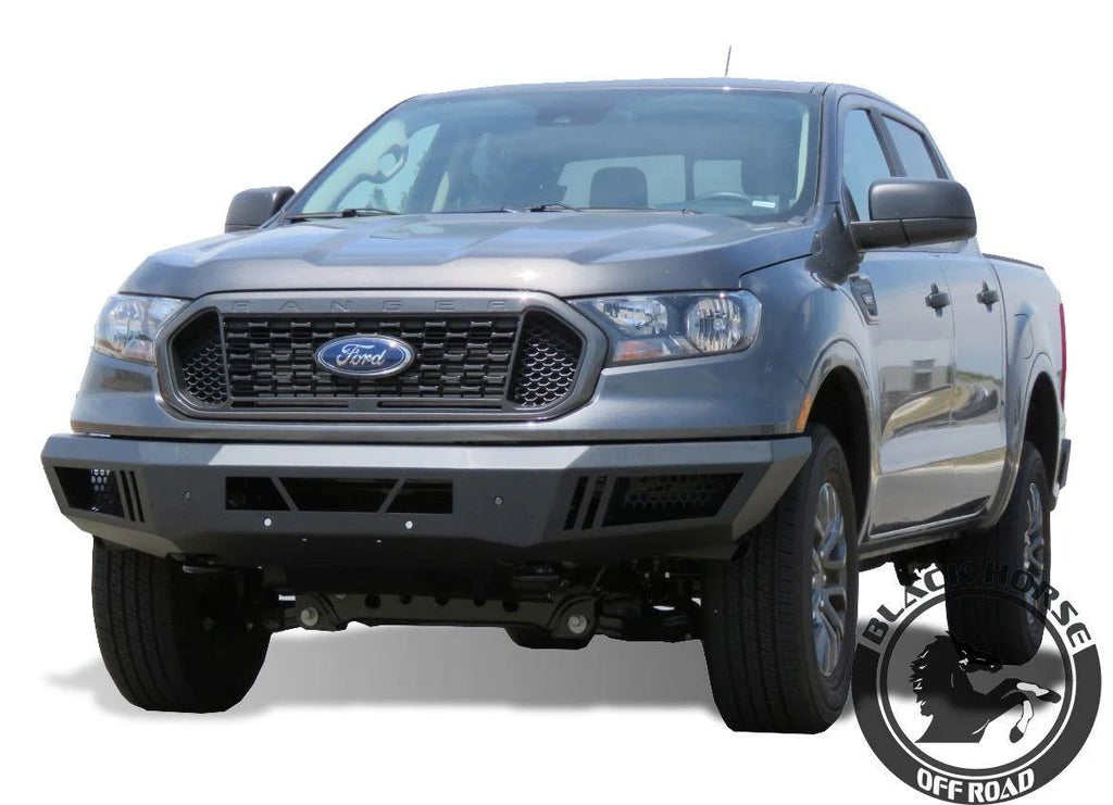 Black Horse Off Road Matte Black Steel Armour I Front Bumper AFB-FORA - Detail View