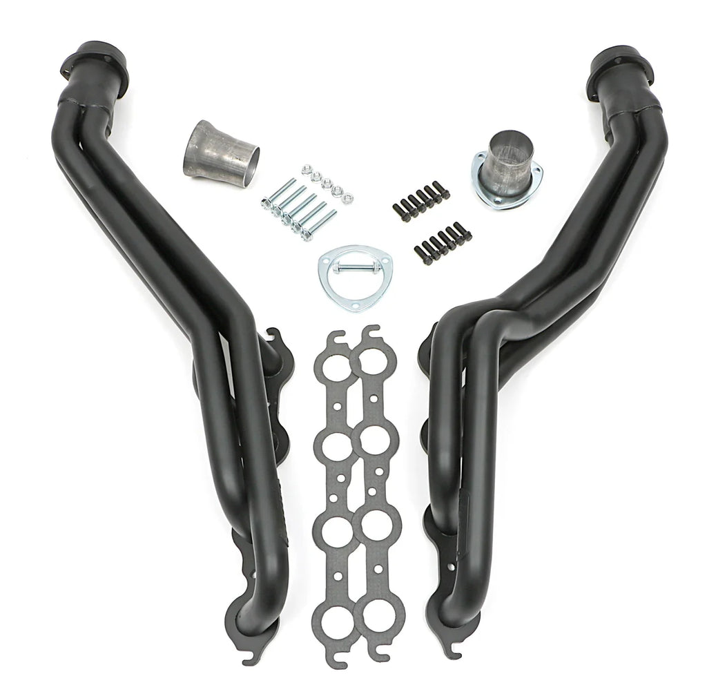 Black Long-Tube LS Engine Swap Headers For 2WD S10/S15 Trucks Hedman Hedders - Main Product View