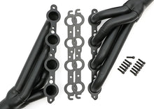 Load image into Gallery viewer, Black Mid-Length LS Swap Headers For '68-72 Chevelle, El Camino Hedman Hedders - Back View