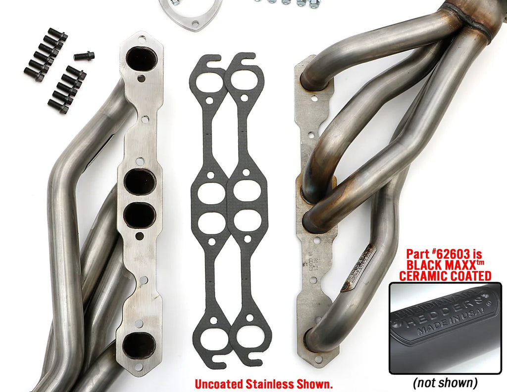 Black S/S Mid-Length Headers For 67-81 Camaro, G-Body w/283-400 Hedman Hedders - Additional View 5