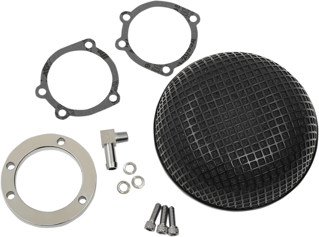"Bob" Retro-Style Air Cleaner Kit - Black DragSpecialties 14-0110SSSB - Side View