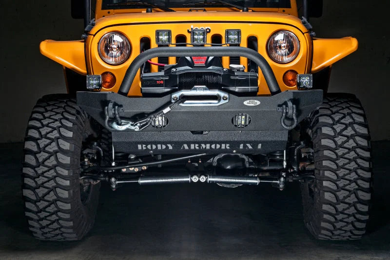 Body Armor 4x4 07-18 Jeep Wrangler JK Front Bumper Mid Stubby - Side View