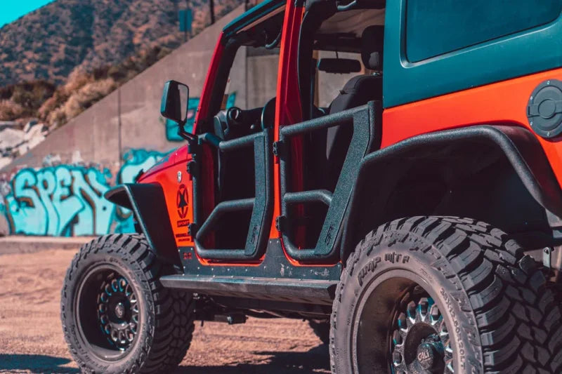 Body Armor 4x4 07-18 Jeep Wrangler JK Tube Doors Rear Pair - Back View