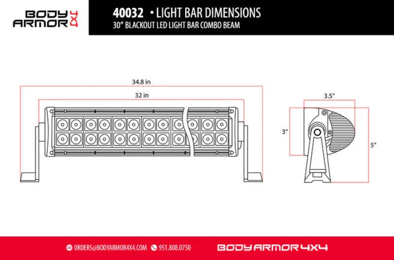Body Armor 4x4 20in Blackout LED Light Bar Combo Beam with Wiring Harness - Additional View 5