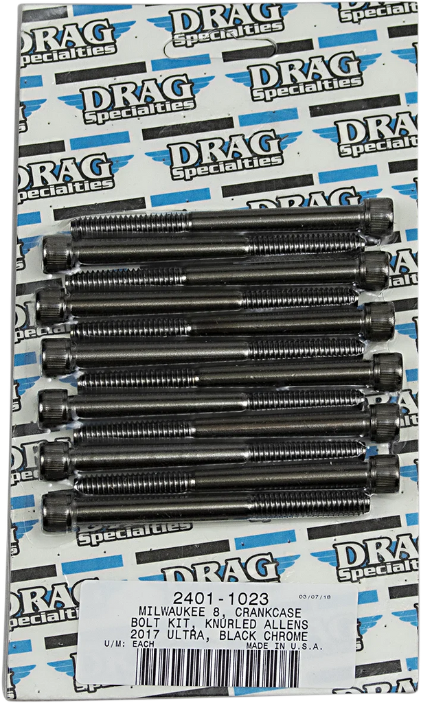 Bolt Kit - Crankcase - Black/Chrome - Knurled - M8 DragSpecialties MK778BK - Main Product View