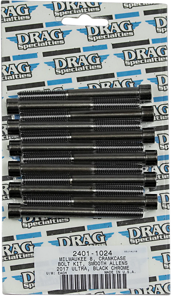 Bolt Kit - Crankcase - Black/Chrome - Smooth - M8 DragSpecialties MK778SBK - Main Product View